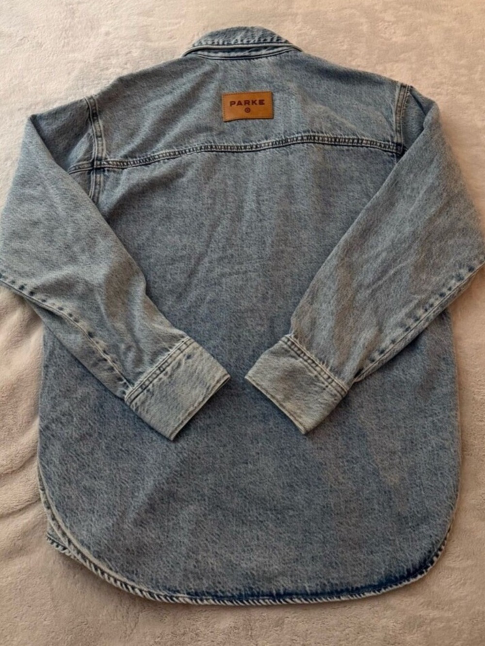 Parke X Target Light Wash Long Sleeve Jacket Denim Shacket Shirt Small - Picture 5 of 11